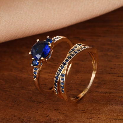 Zestaw dwóch pierścionków z szmaragdami